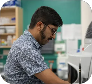 Student working in lab