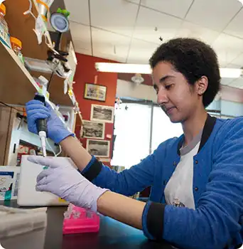 Student working in lab