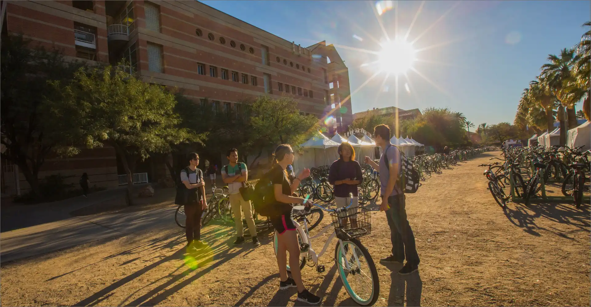 Students with bicycles