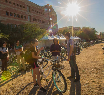 Students with bikes