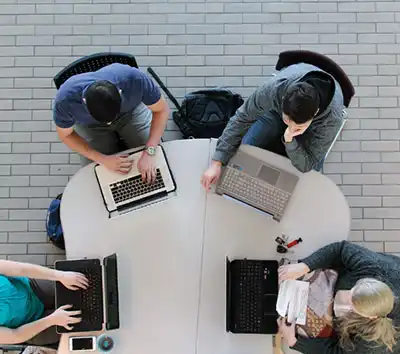 Staff member on computer